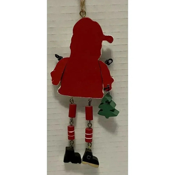 Vintage Santa Christmas Ornament Dangle Pieces Legs Holding Christmas Tree 6.5” - Picture 2 of 2